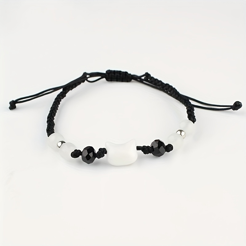 Set of 4 Hand Woven Cat Bracelets, Adjustable Minimalist Fortune Bracelets